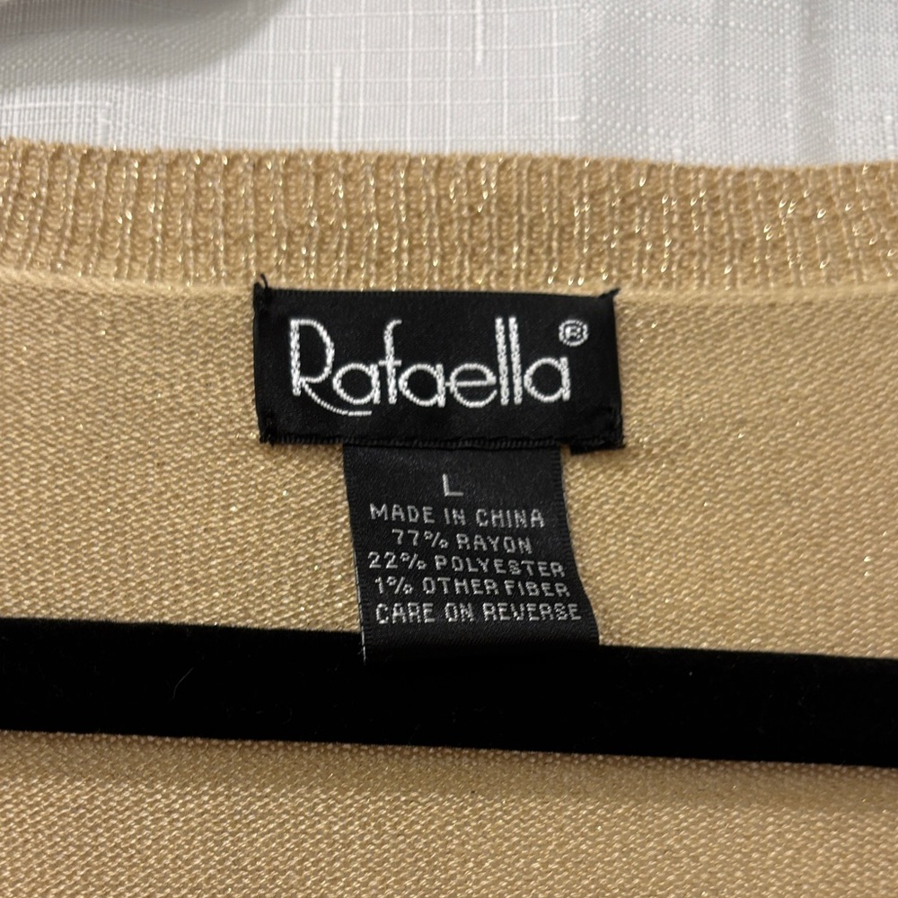 NWT Rafaella Women’s Gold Metallic V-Neck Sweater – Size Large - Picture 4 of 12